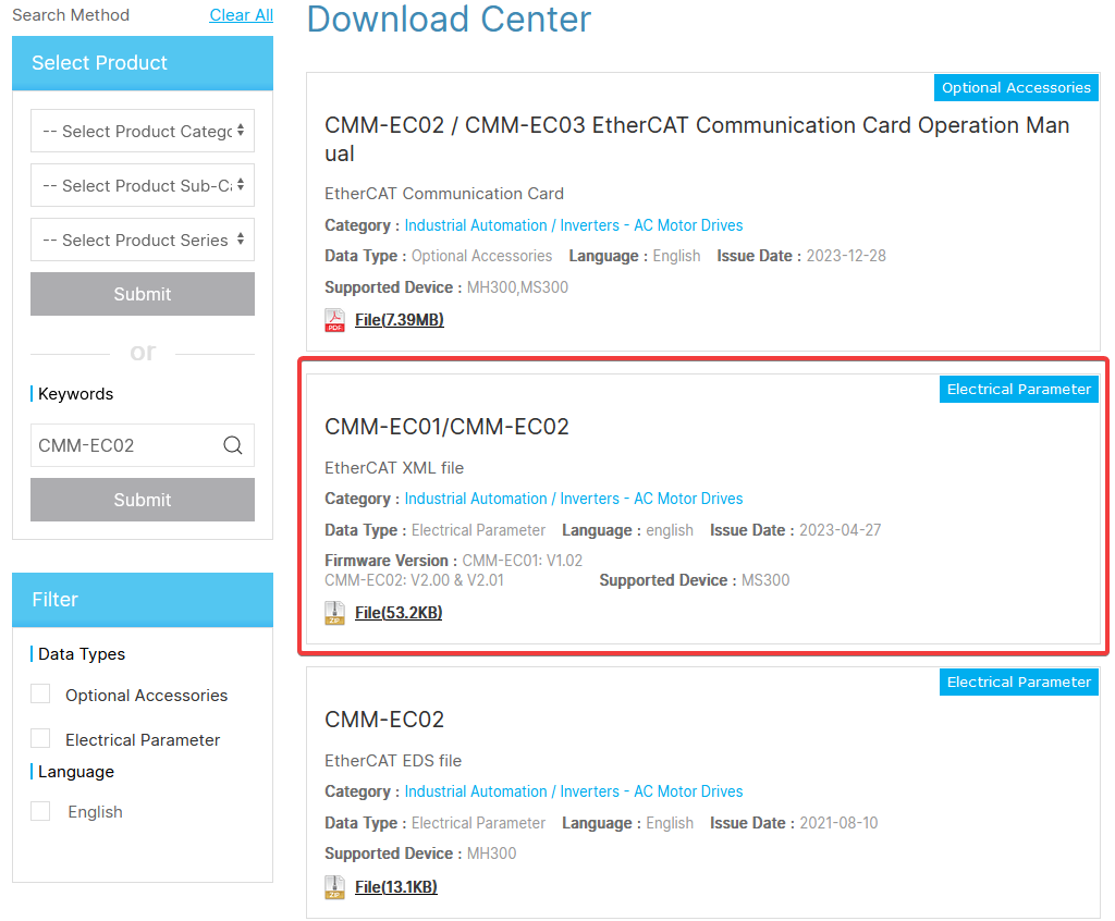 plik XML do kart CMM-EC02