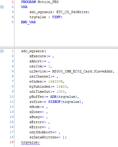 blok do wysyłania SDO