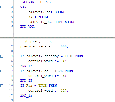 Przykładowy program sterujący
