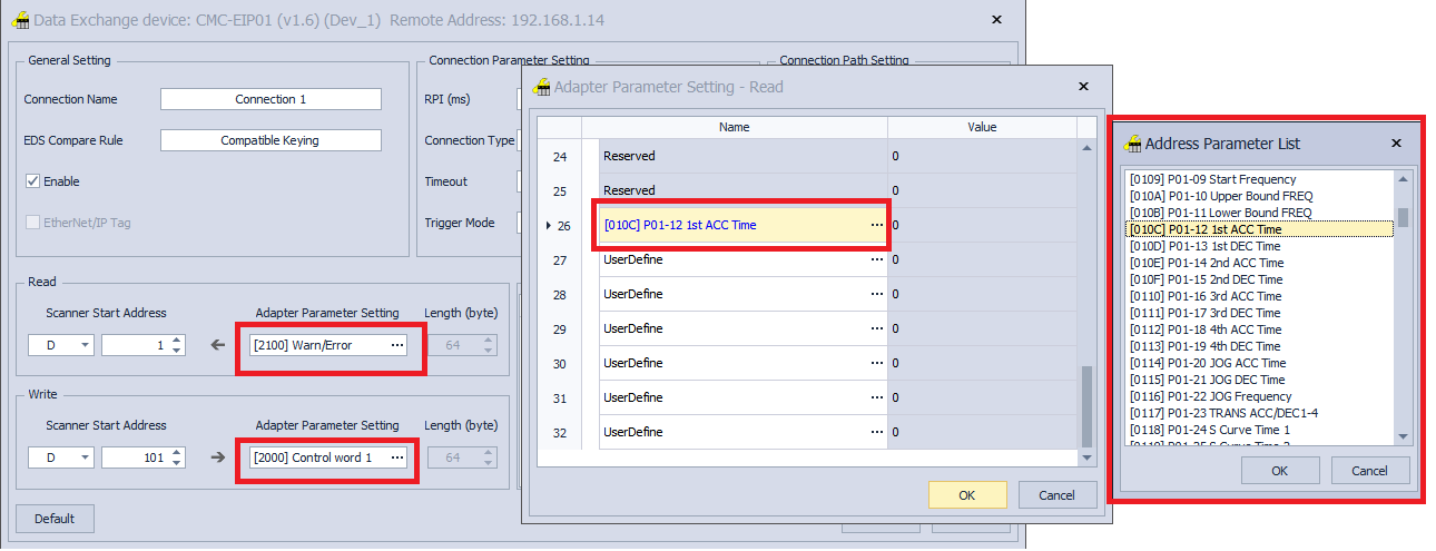 Adapter Parameter Setting