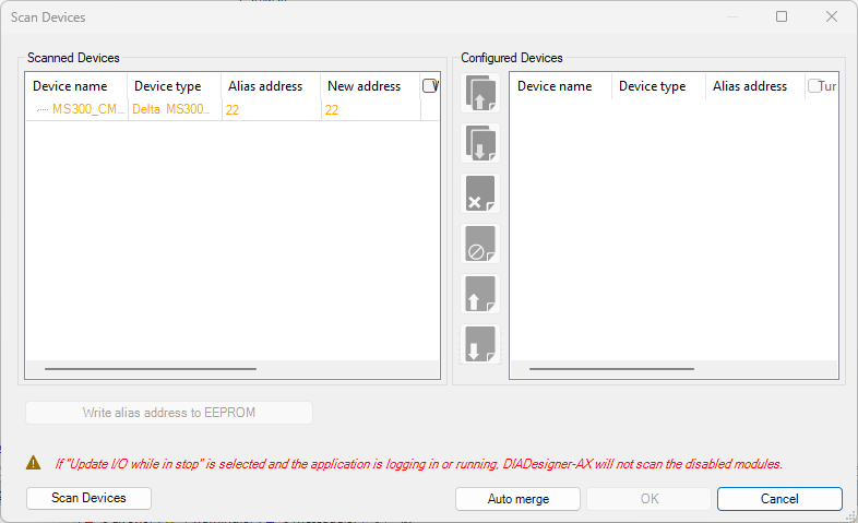 DIADesigner-AX skanujemy sieć EtherCAT
