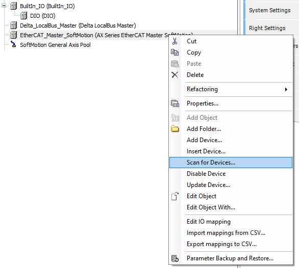 DIADesigner-AX skanujemy sieć EtherCAT_2